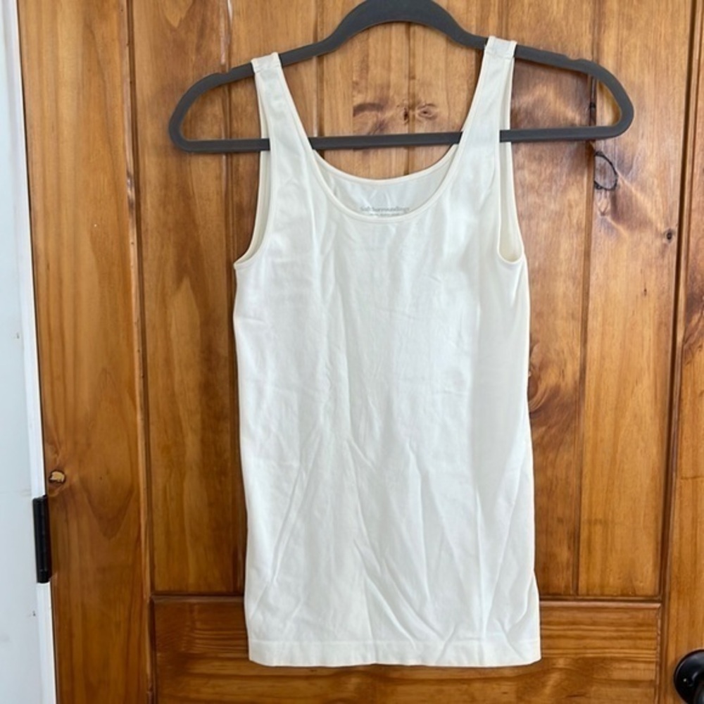 Soft Surroundings Ivory Cream Tank Cami Nylon Spandex  Small medium Large